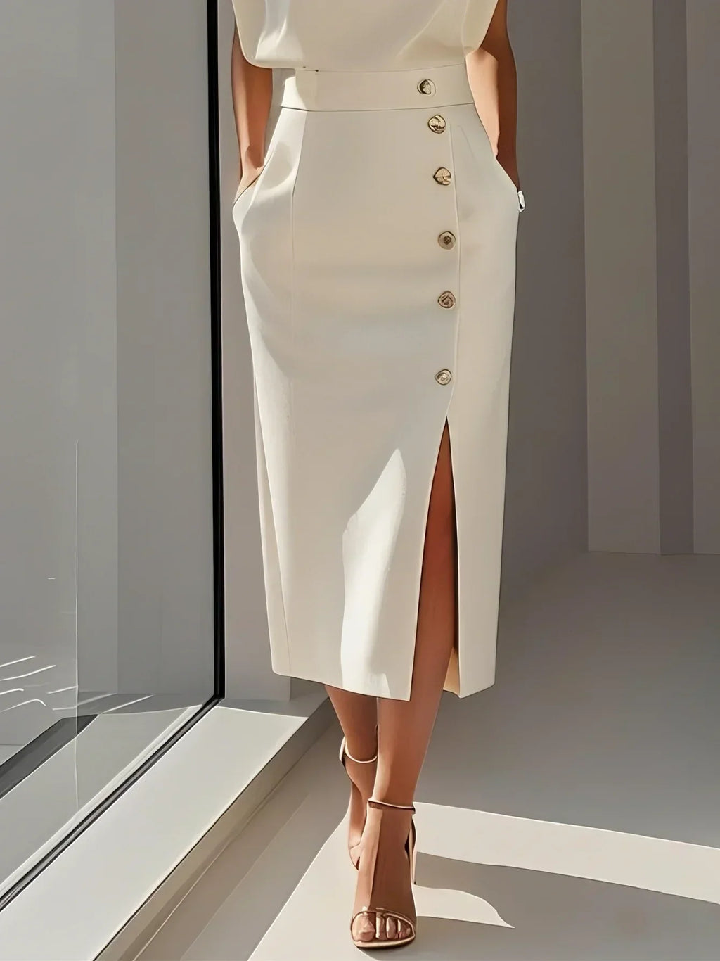 Marielle | Timeless Button Midi Dress