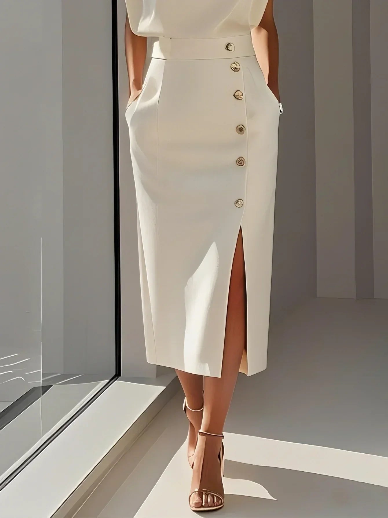 Marielle | Timeless Button Midi Dress