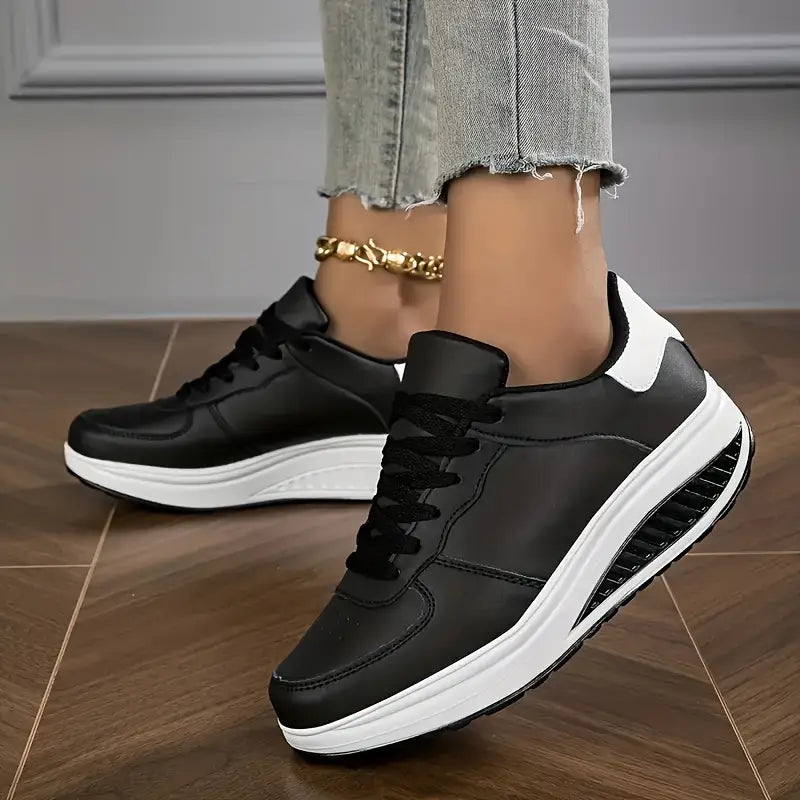 Florianne - Baskets femme plateforme lacets cuir synthétique confort quotidien
