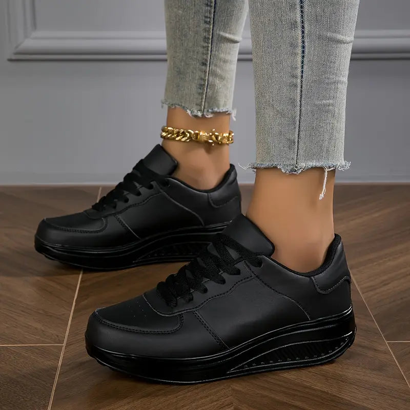 Florianne - Baskets femme plateforme lacets cuir synthétique confort quotidien