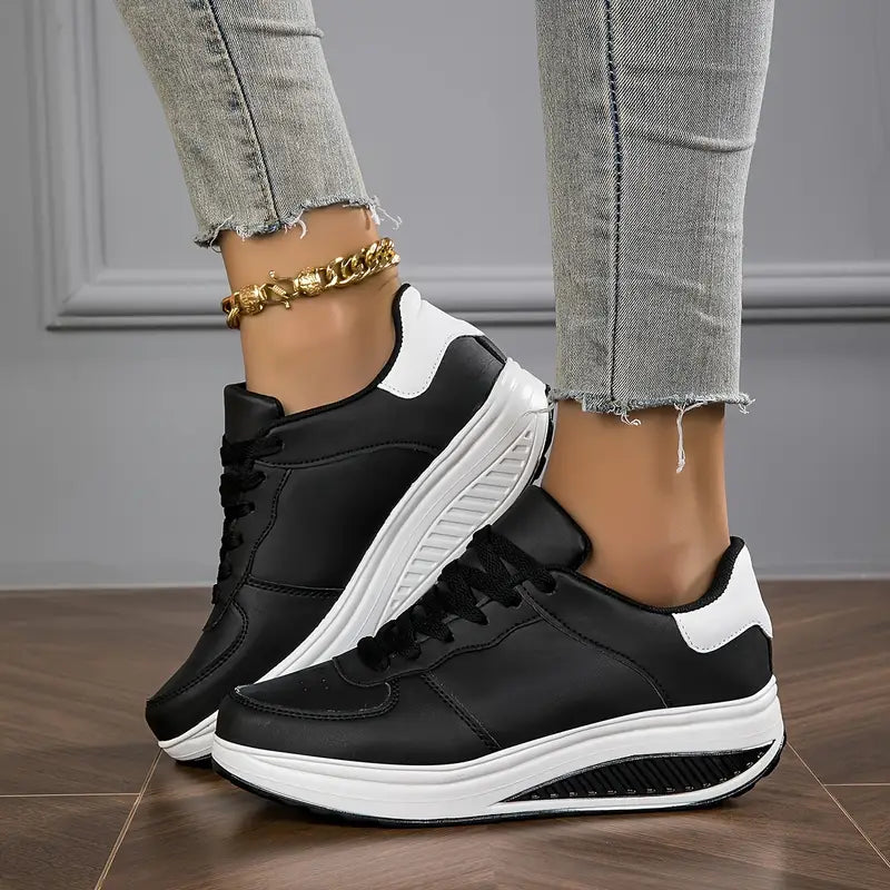 Florianne - Baskets femme plateforme lacets cuir synthétique confort quotidien