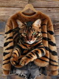 Rosilda - Sweat En Peluche Douillet À Motif Tigre Et Chat Tigré