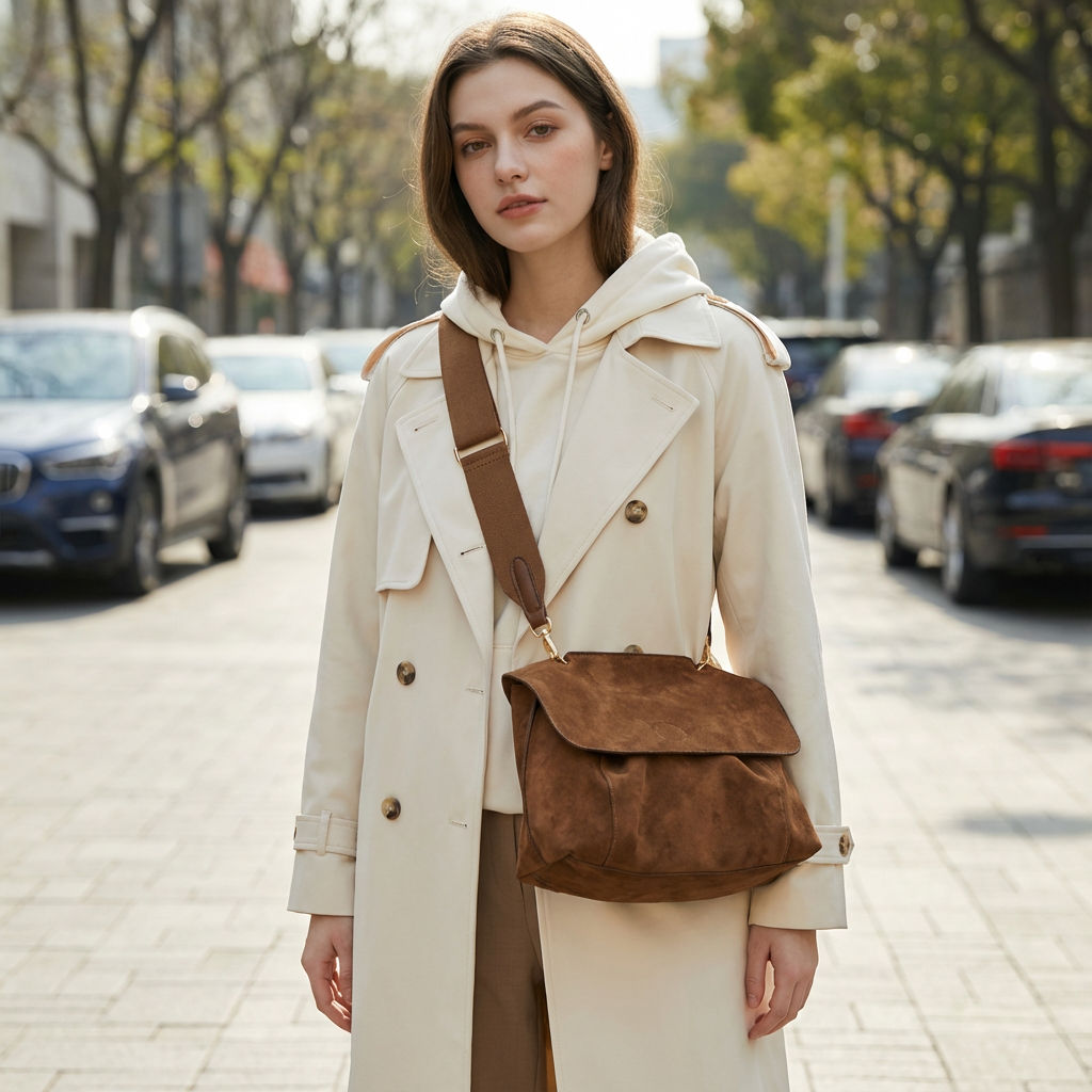 Lucette - Sac Bandoulière Suédine Vintage