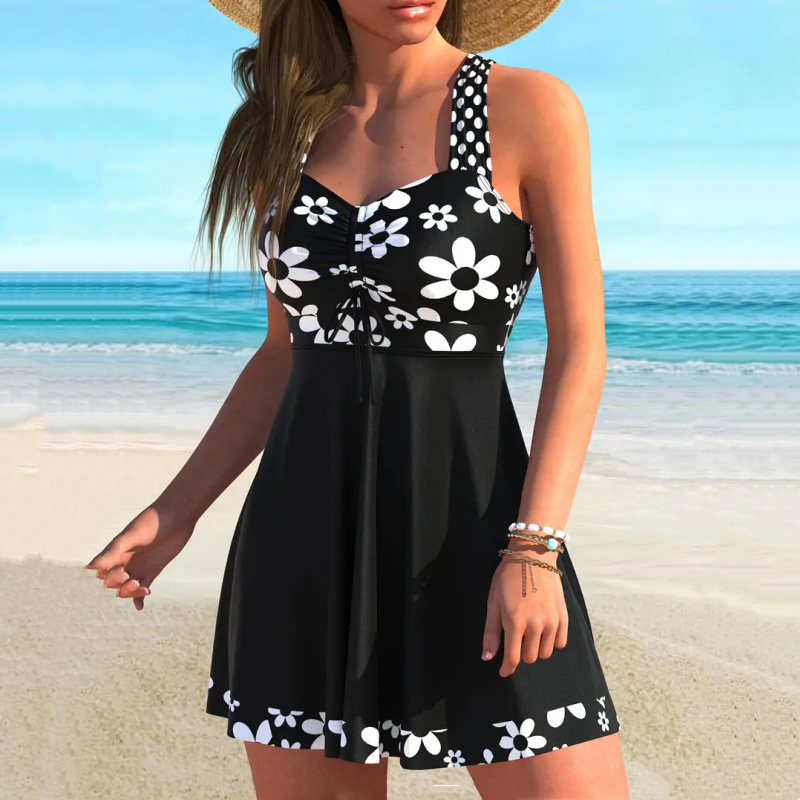 Gaétane - Maillot de bain robe femme gainante avec short intégré élégant